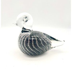 Marcolin Art Glass Duck Bird Paperweight Figurine Signed Ronneby Sweden M501-10